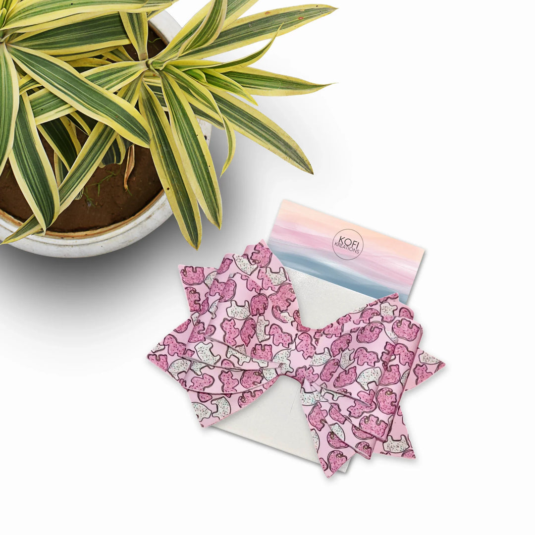 Frosted Animal Crackers | Faux Leather Hair Bow
