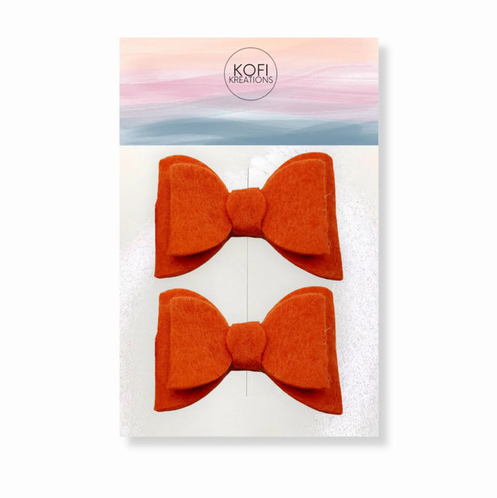 Orange Felt Piggy Hair Bows