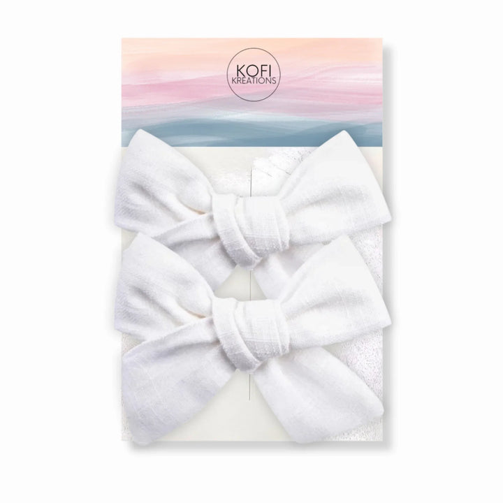 White Pigtail Hair Bows