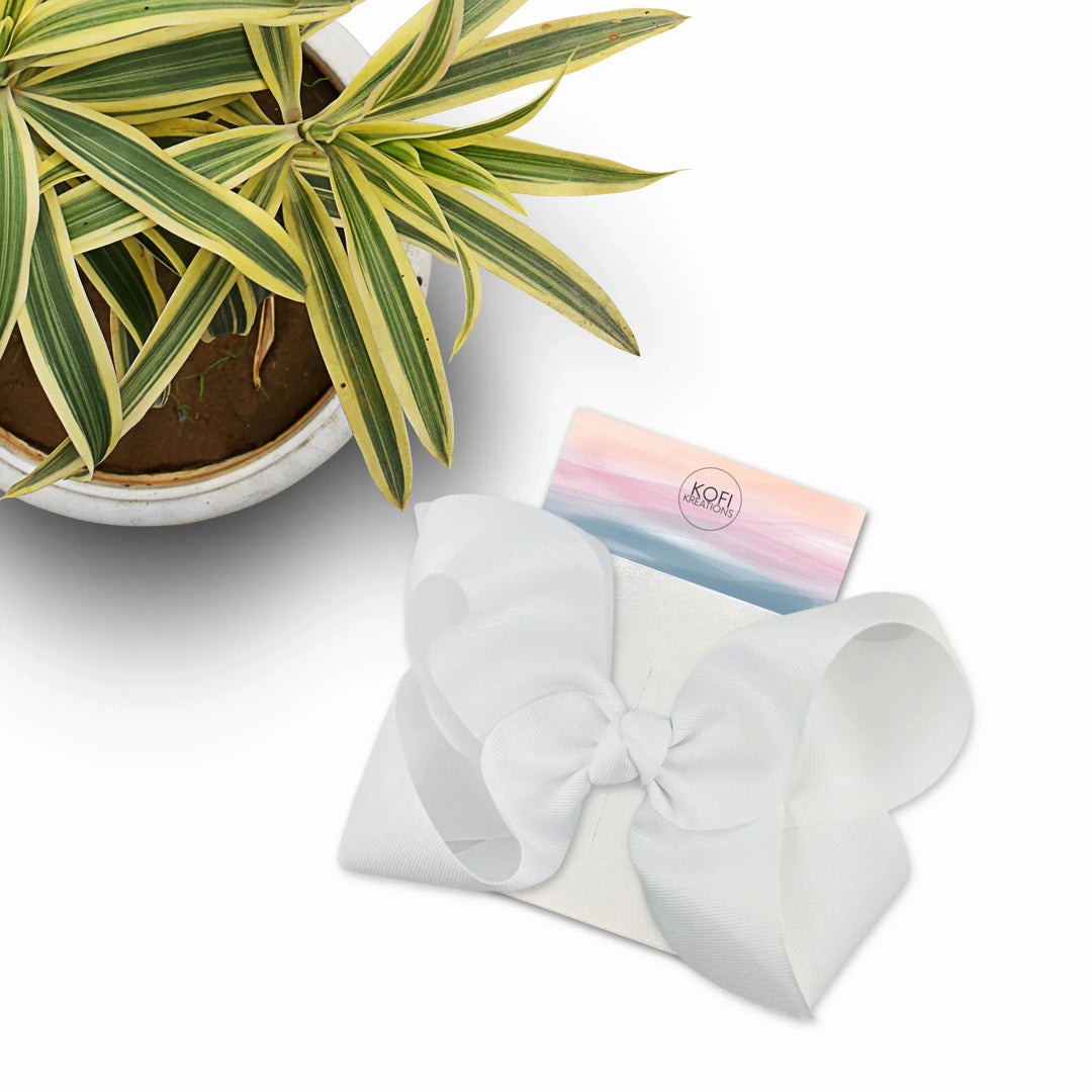 White | Grosgrain Ribbon Hair Bow