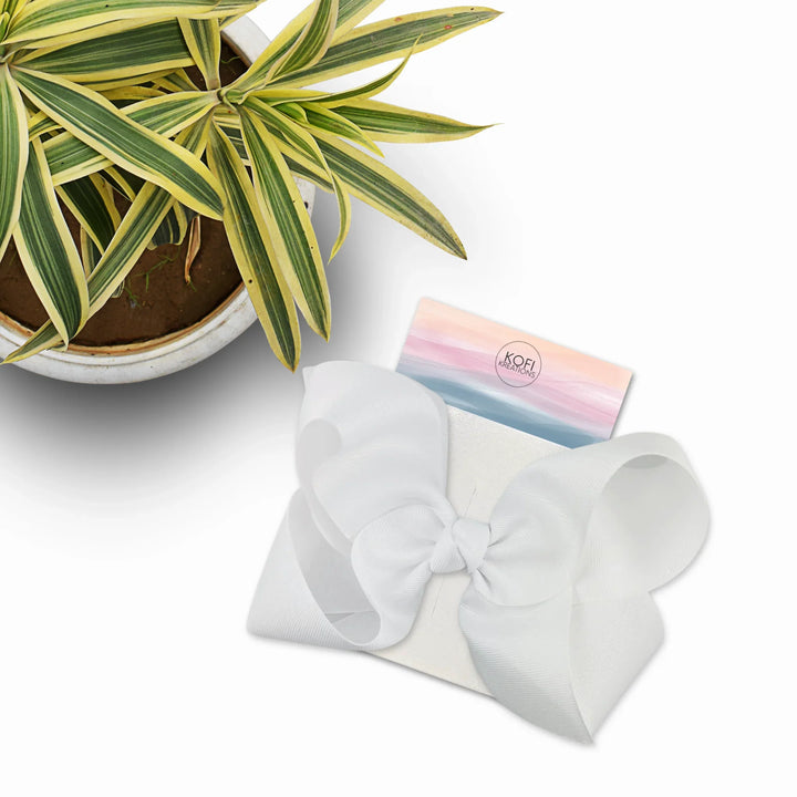 White | Grosgrain Ribbon Hair Bow