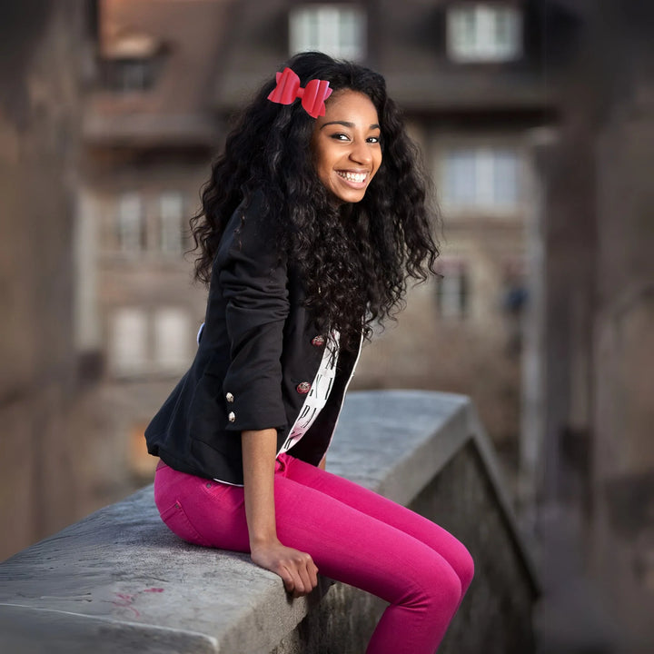Josie | Dark Red Faux Leather Hair Bow