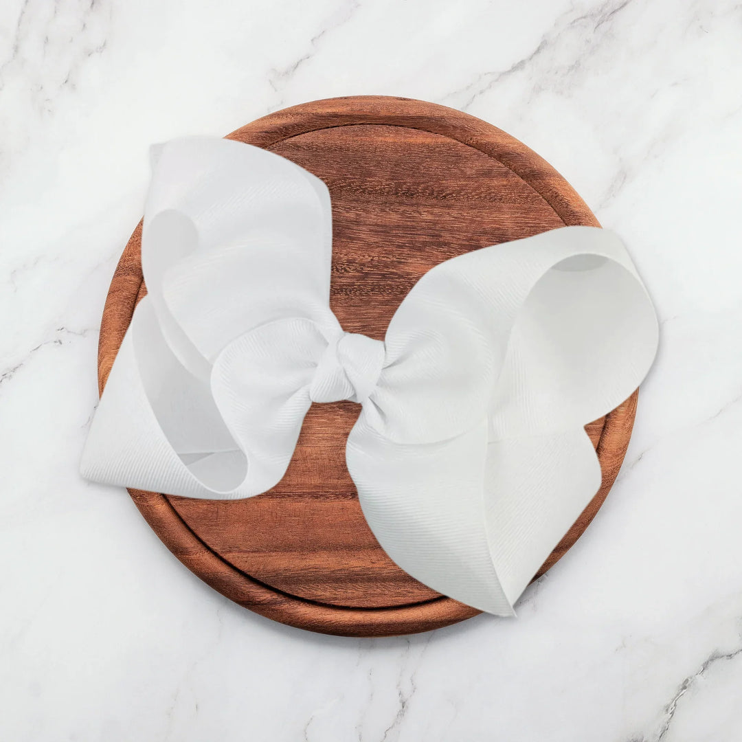 White | Grosgrain Ribbon Hair Bow