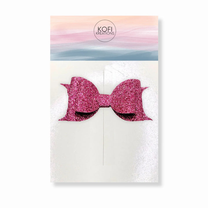Violet Red Glitter Hair Bow