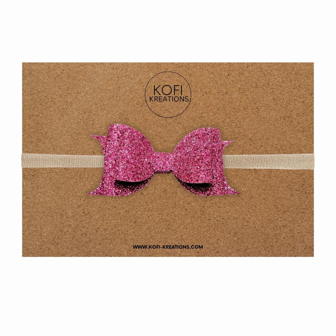 Violet Red Glitter Hair Bow