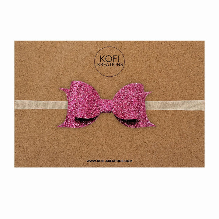 Violet Red Glitter Hair Bow