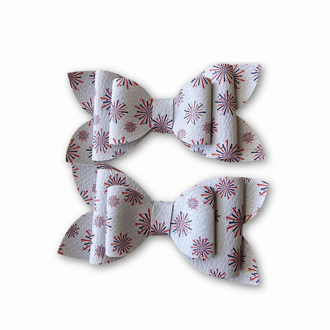 Luna | Firecracker Pop Faux Leather Hair Bows