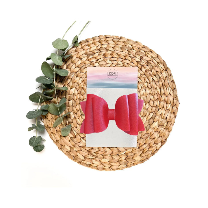 Josie | Dark Red Faux Leather Hair Bow