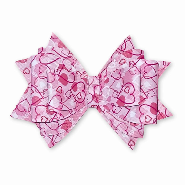 Pink Hearts | Faux Leather Hair Bow
