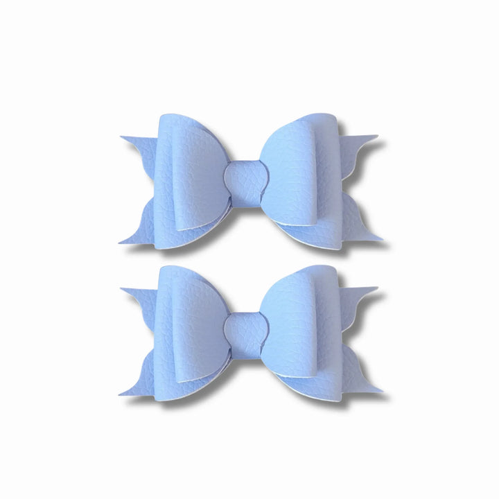 Ella | Sky Blue Faux Leather Hair Bow