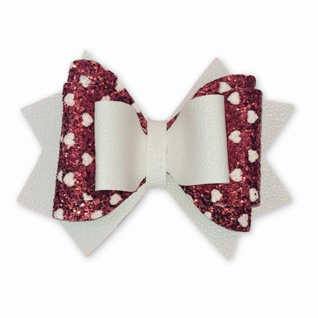 Abstract Art | Red & Pink Hearts Glitter Hair Bow