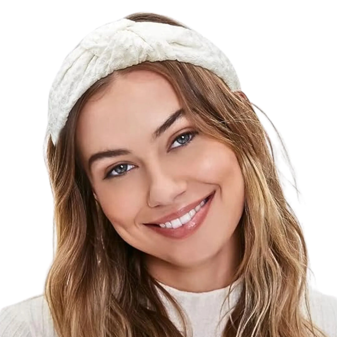 Ivory Flower Knot Headband