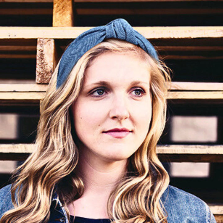 White Stripes Denim Headband