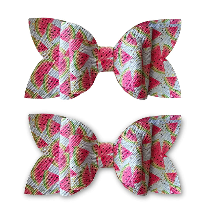 Josie | Watermelon Faux Leather Hair Bows