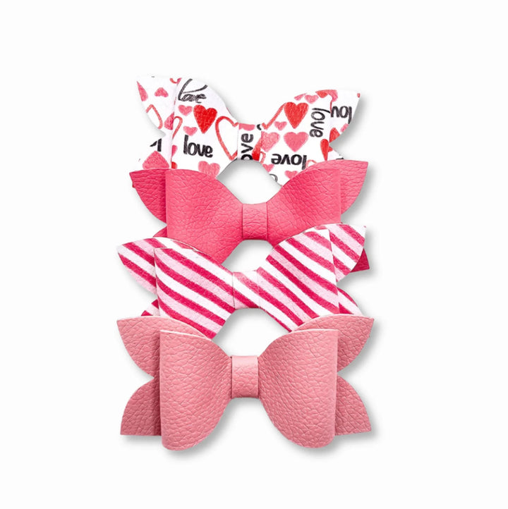 Luna | Red & Pink Valentine Faux Leather Hair Bows