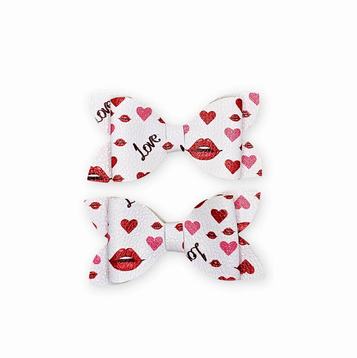 Luna | Kiss Me Love Faux Leather Hair Bow Set