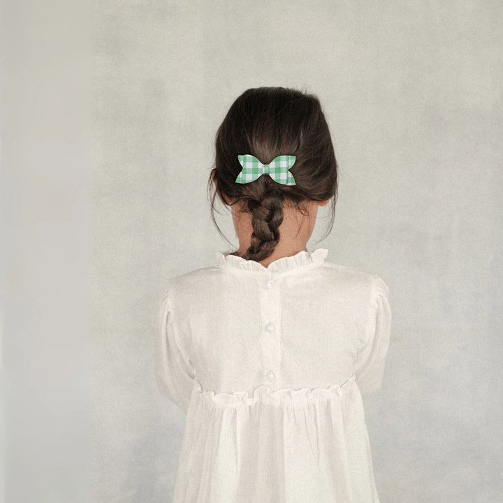 Luna | Green Plaid Faux Leather Hair Bows