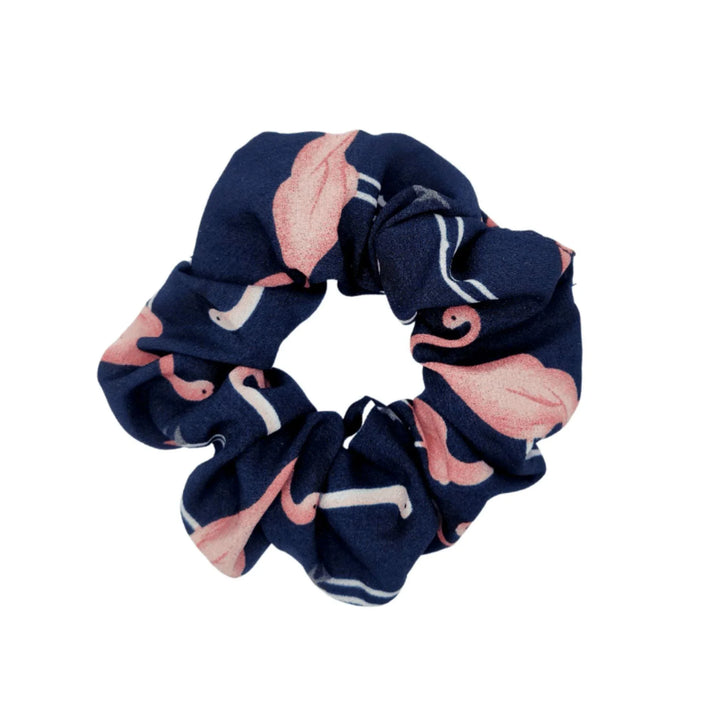Blue Flamingo Chiffon Scrunchie - Kofi Kreations