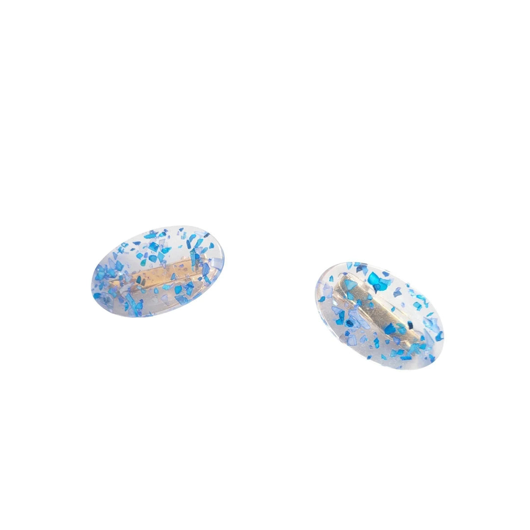 Blue Oval Sparkle Hair Clips - Kofi Kreations