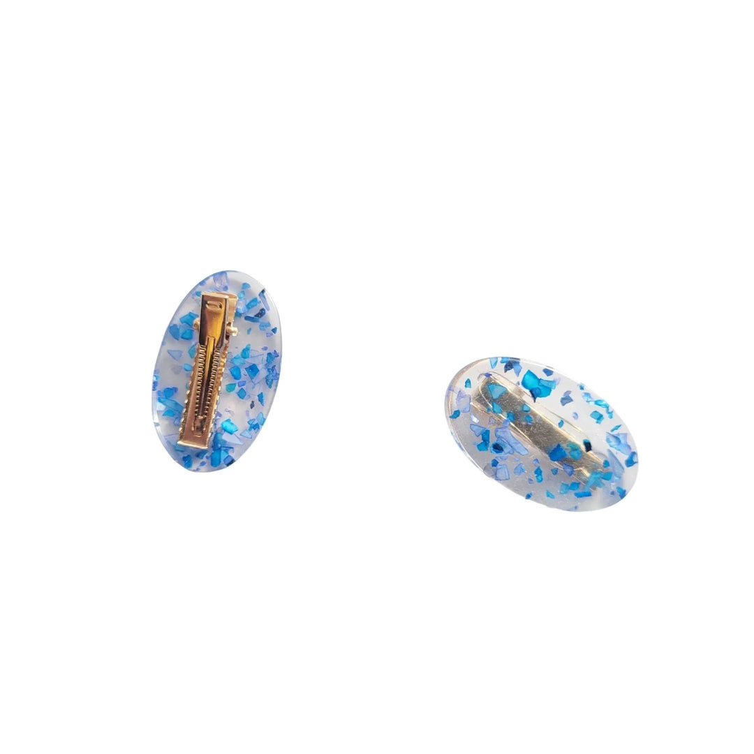Blue Oval Sparkle Hair Clips - Kofi Kreations