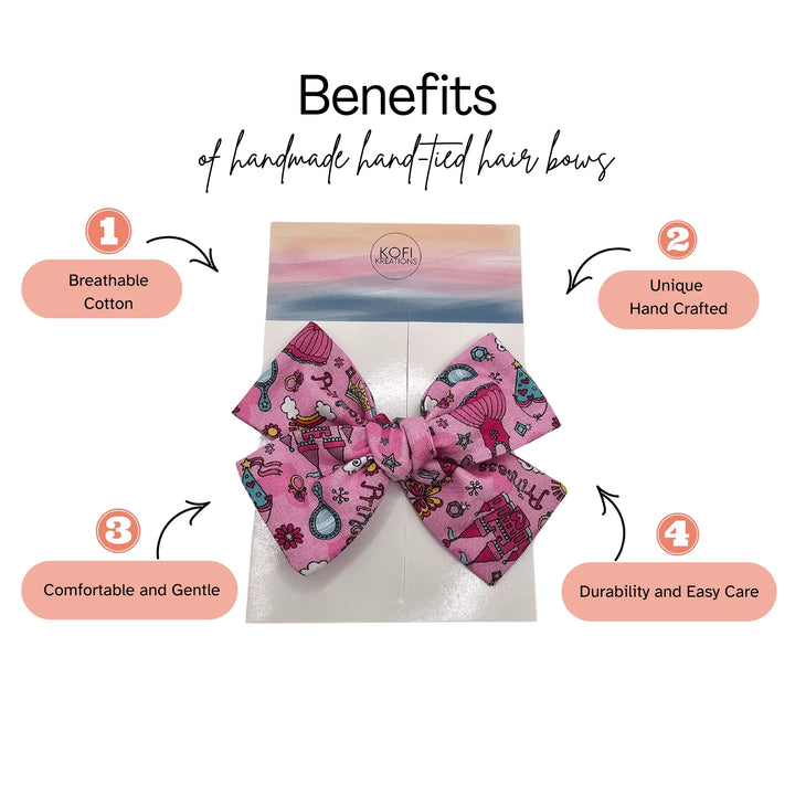 Blue Plaid Hand-Tied Hair Bow - Kofi Kreations