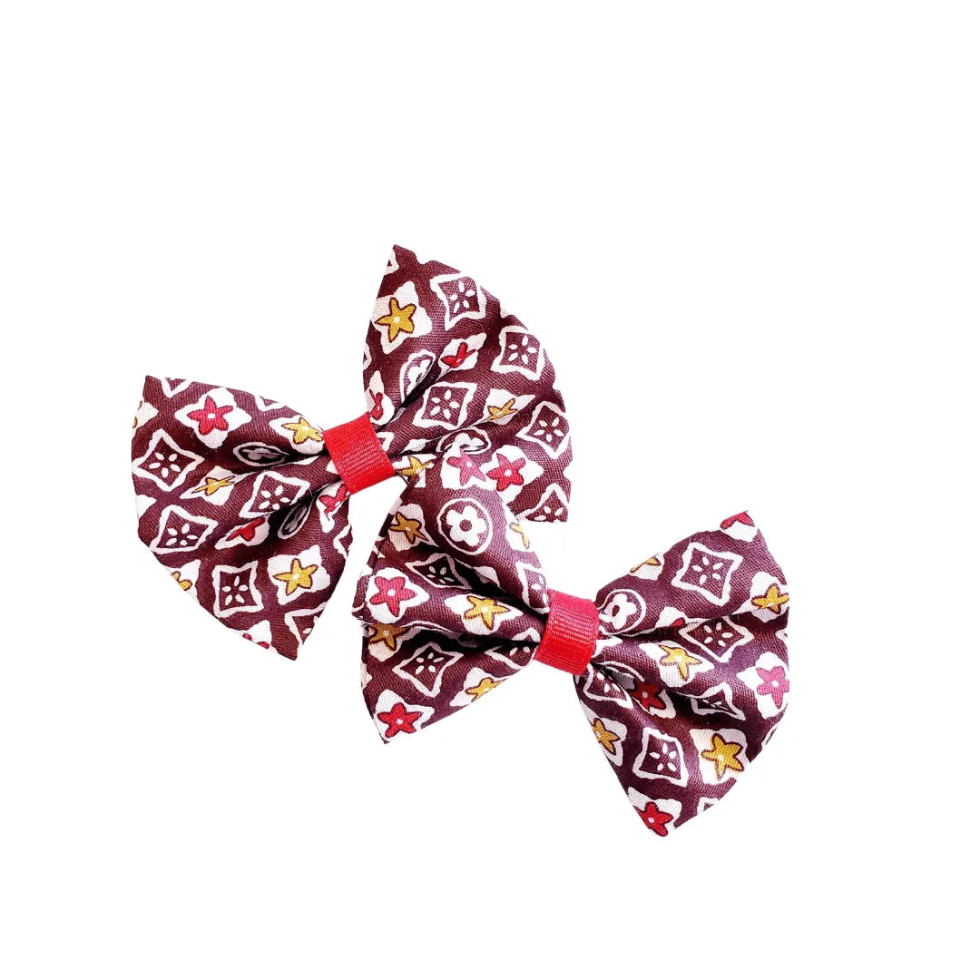 Brown Stars Hair Bow Clips - Kofi Kreations