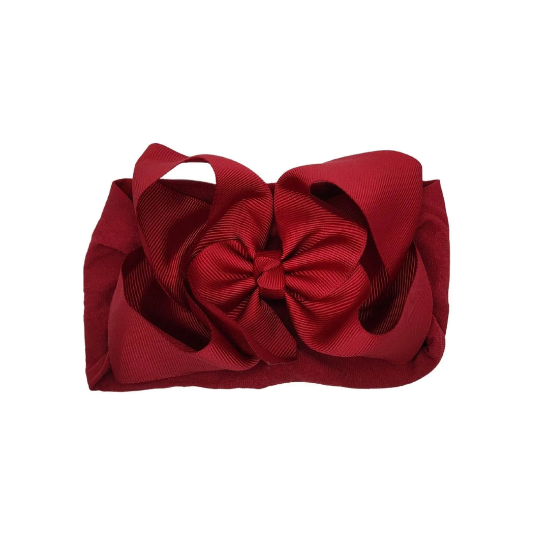 Burgundy Turban Bow Headband - Kofi Kreations