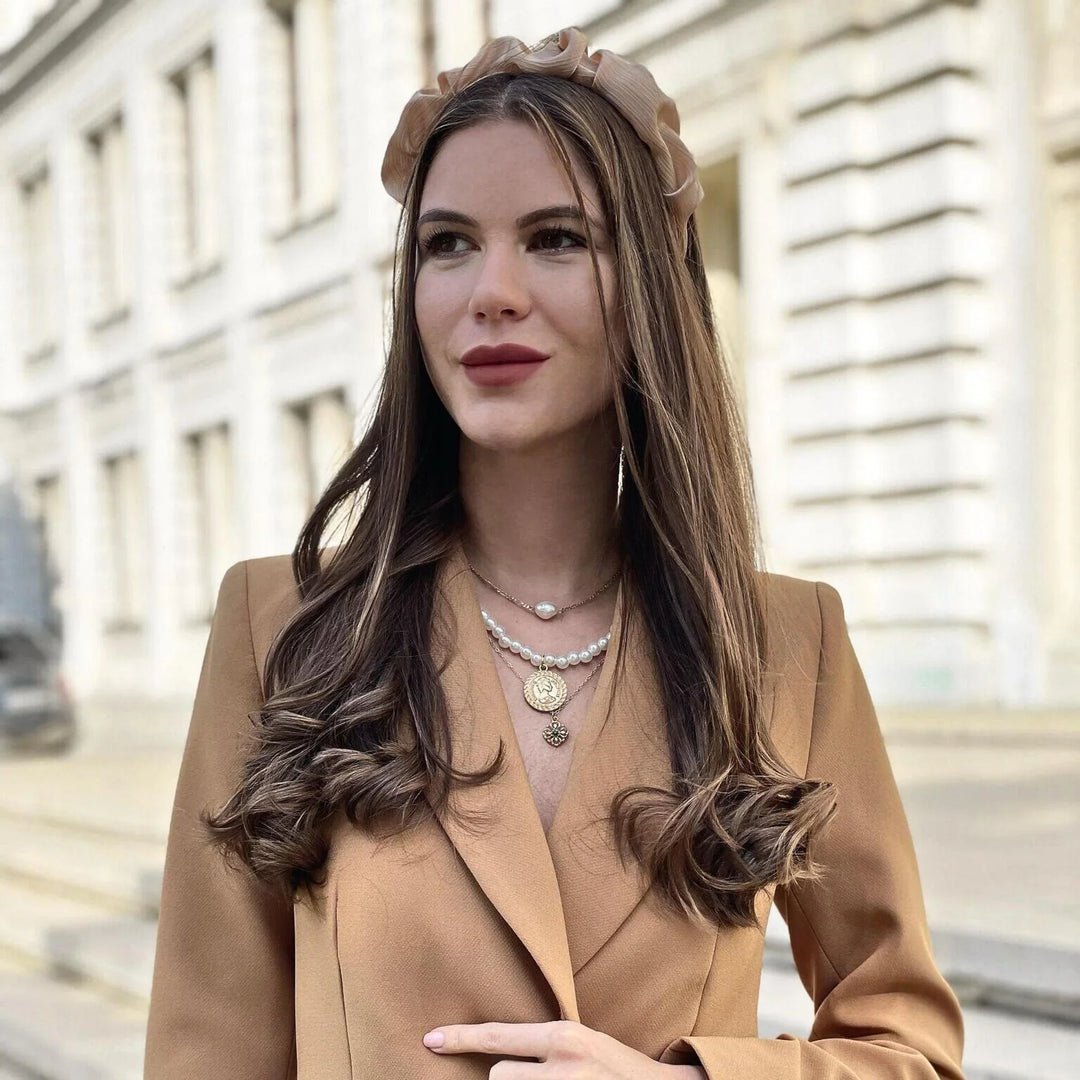 Champagne Pleated Headband - Kofi Kreations