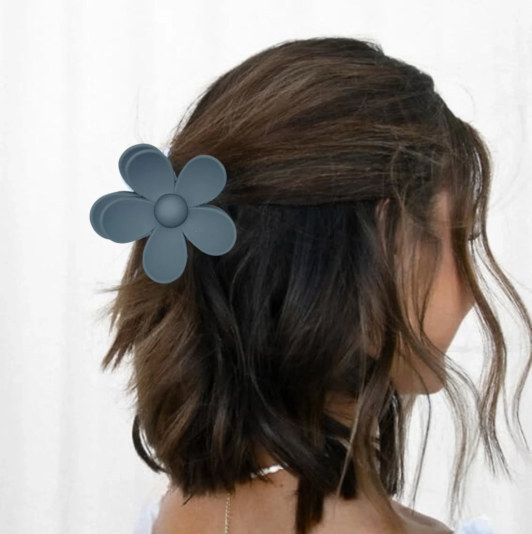 Gray Flower Hair Claw