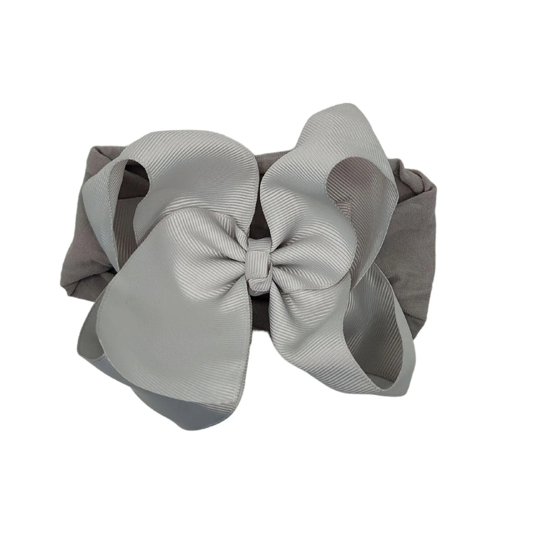 Gray Turban Bow Headband - Kofi Kreations