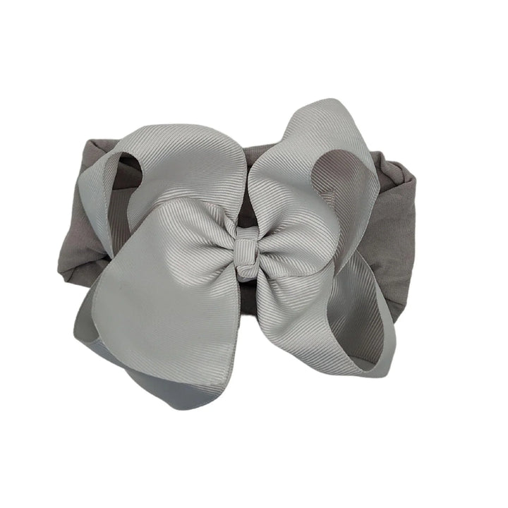 Gray Turban Bow Headband - Kofi Kreations