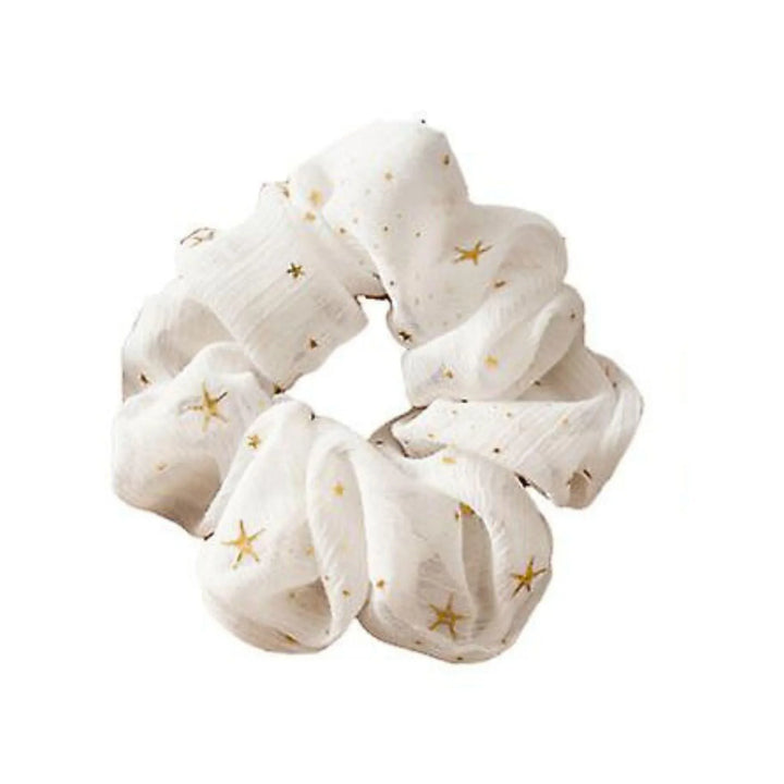 Ivory Stars Chiffon Scrunchie - Kofi Kreations