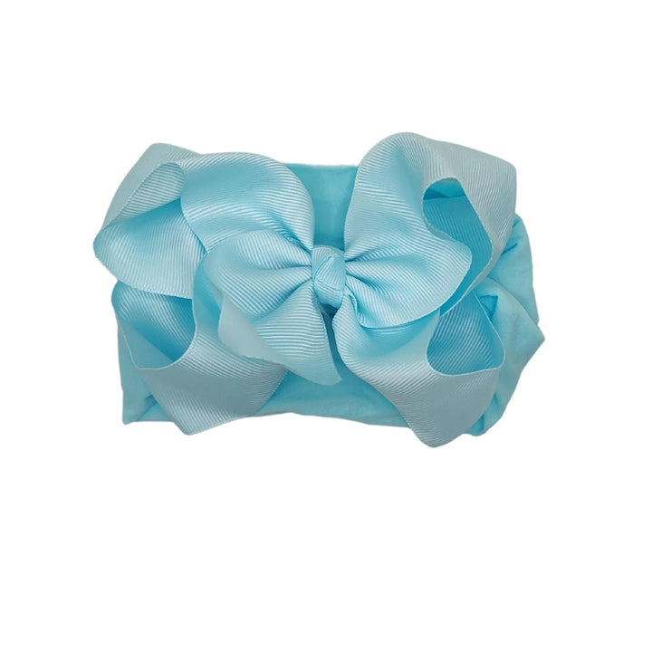 Light Blue Turban Bow Headband - Kofi Kreations