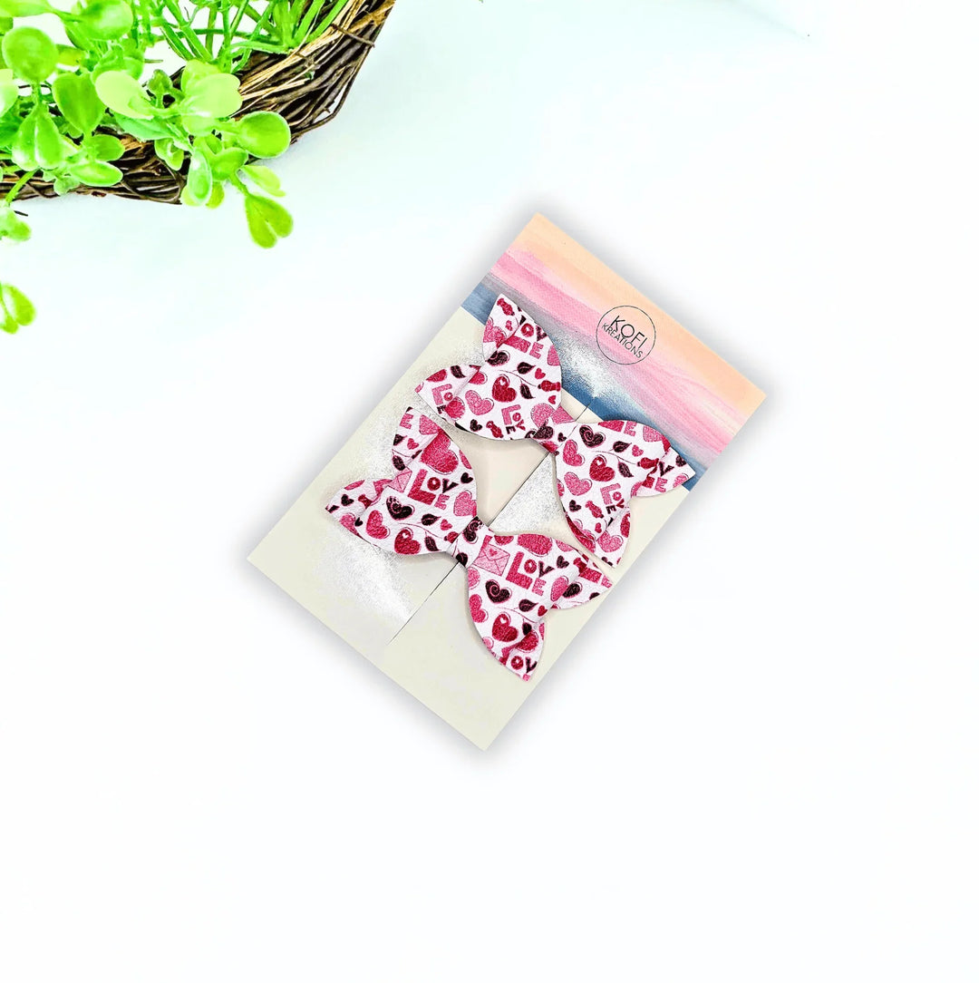 Love You Much Faux Leather Bow Set - Kofi Kreations
