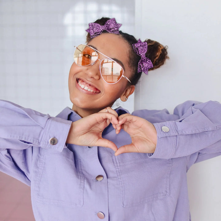 Purple | Pepperdine Glitter Hair Bow