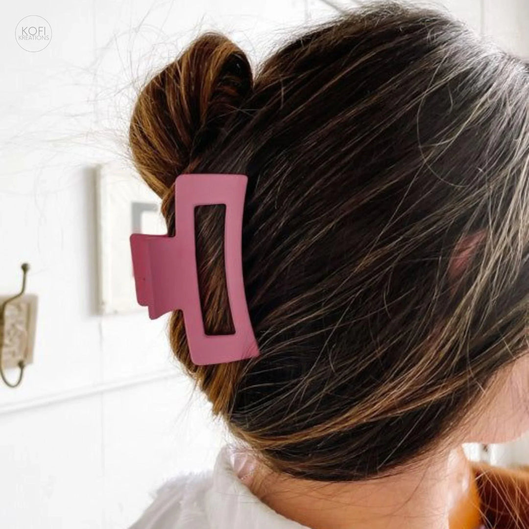 Pink Box Hair Claw Clip - Kofi Kreations