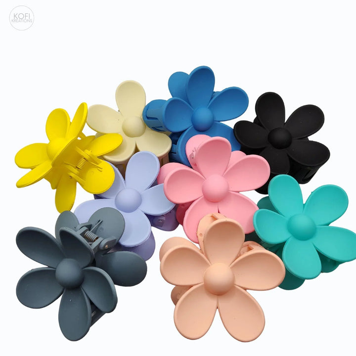 Pink Flower Hair Claw - Kofi Kreations