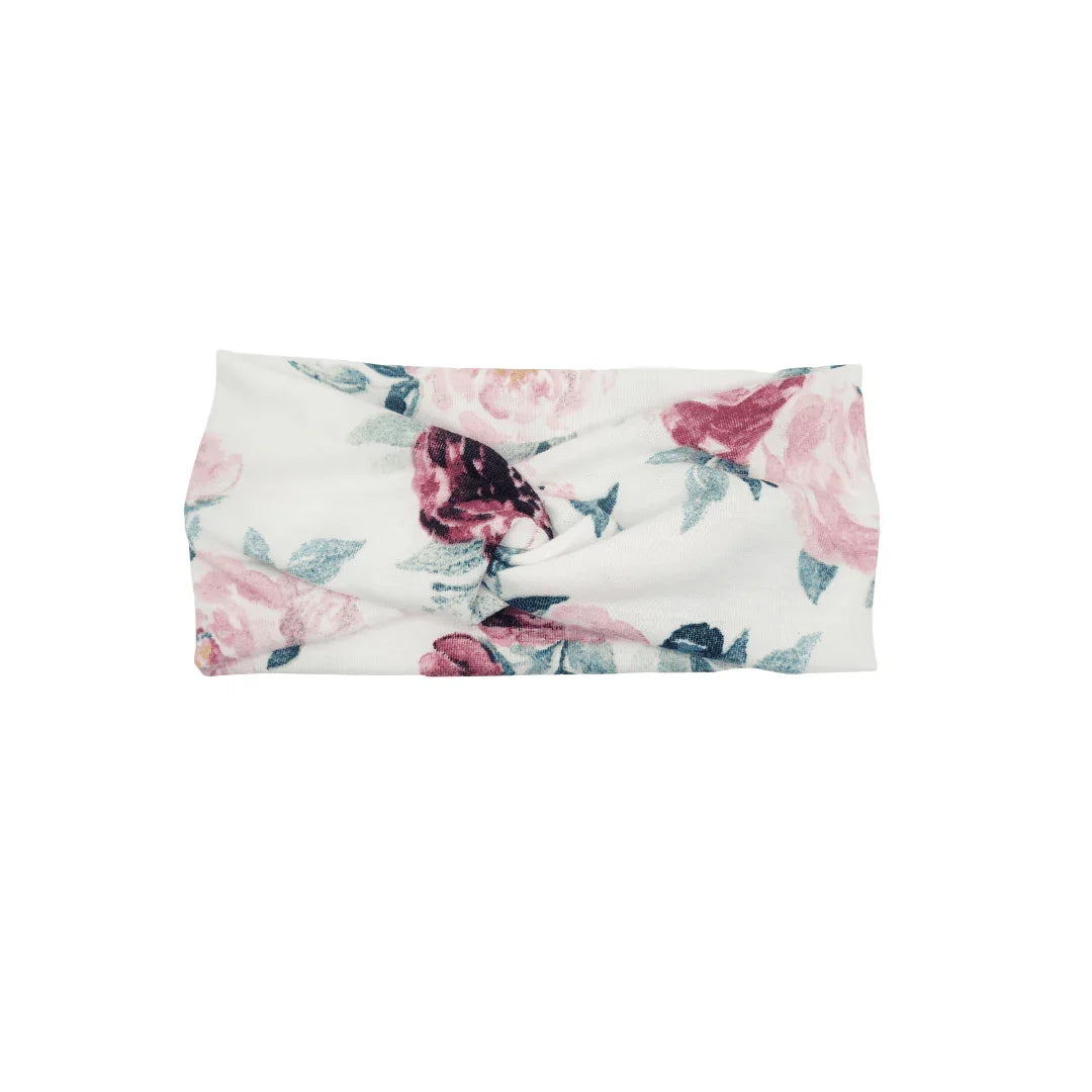 Rose Flower Twist Knot Headband - Kofi Kreations