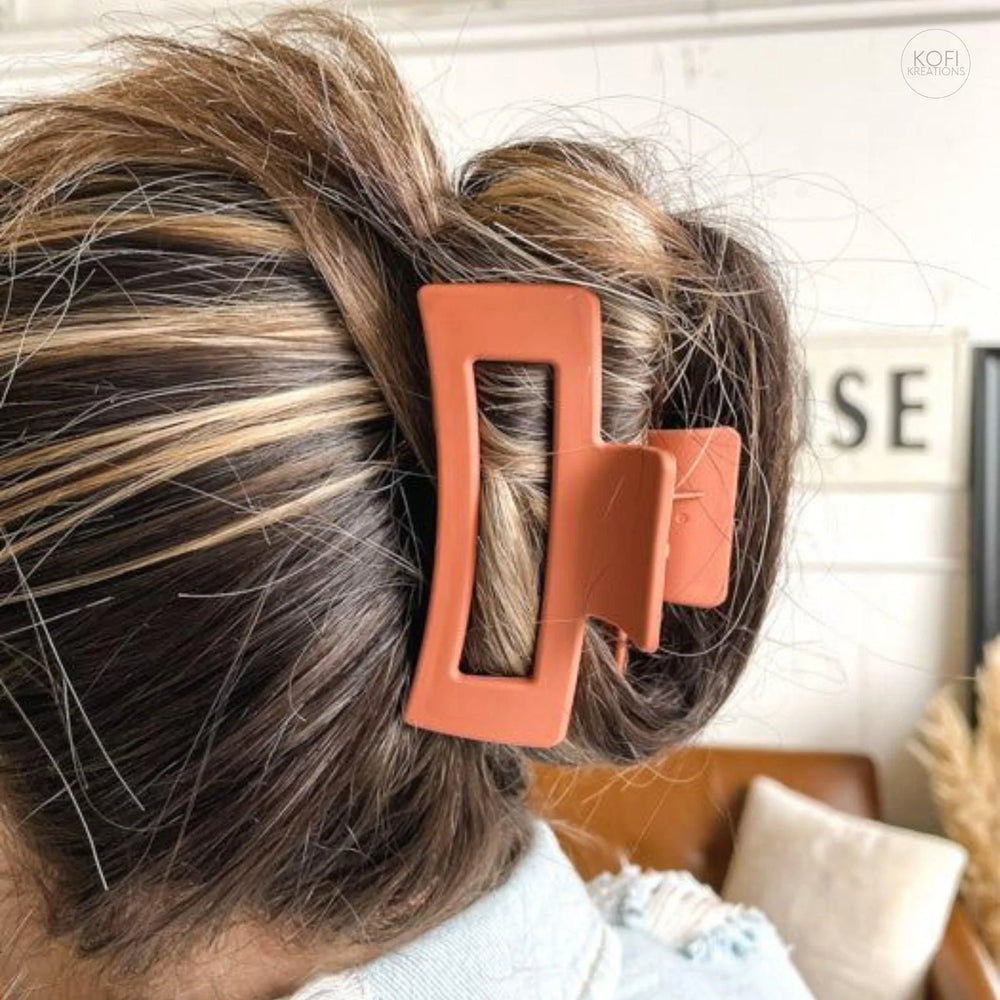 Salmon Box Hair Claw Clip - Kofi Kreations