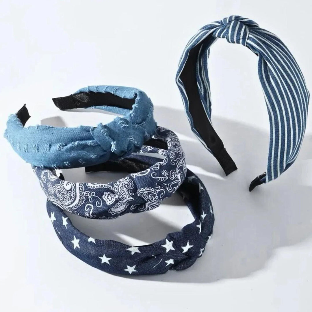 Stars Denim Headband - Kofi Kreations