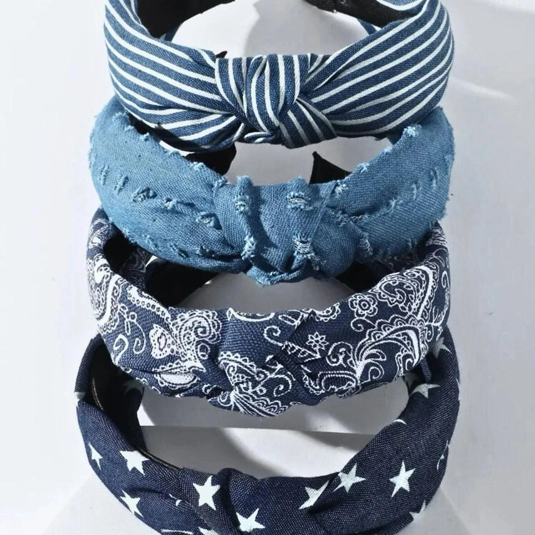 Stars Denim Headband - Kofi Kreations