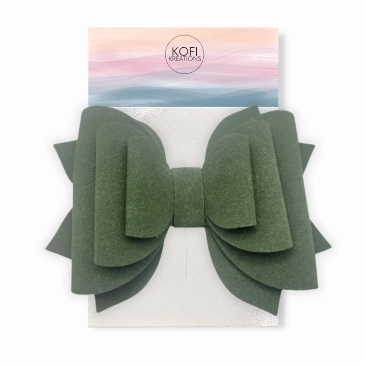Green | Suede Hair Bow
