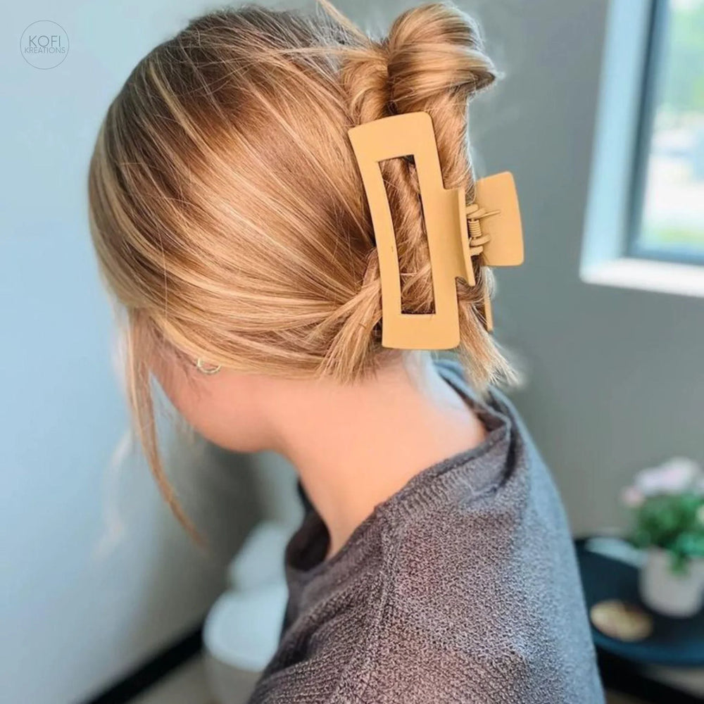 Tan Box Hair Claw Clip - Kofi Kreations