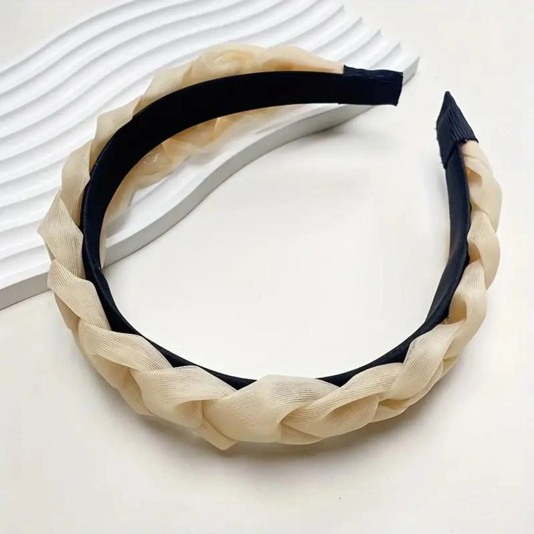 White Braided Mesh Headband - Kofi Kreations