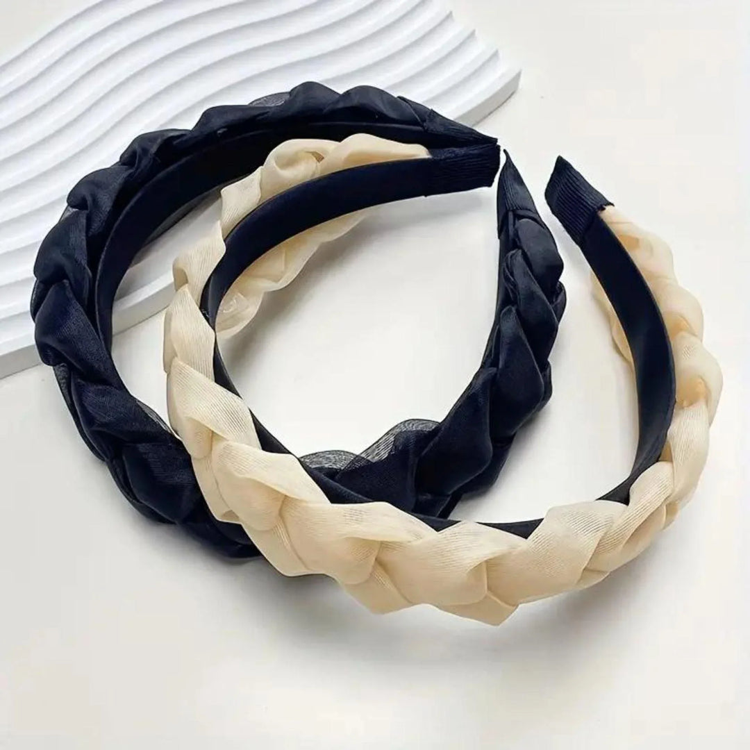White Braided Mesh Headband - Kofi Kreations