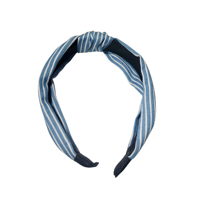 White Stripes Denim Headband - Kofi Kreations
