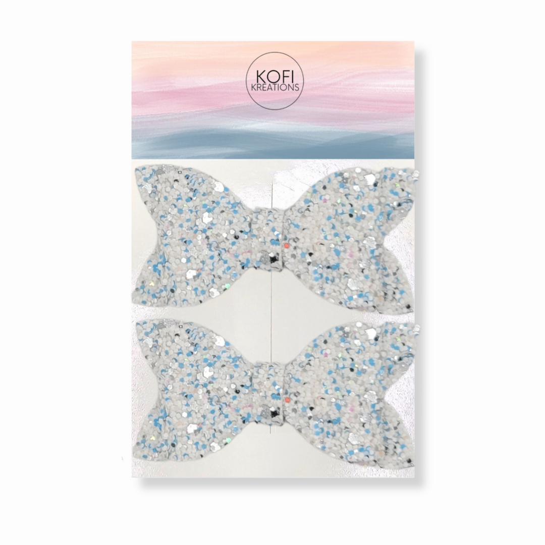 Frost Pigtail Glitter Hair Bows