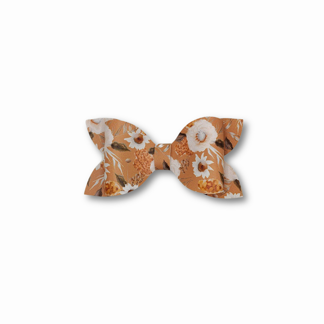Luna | Spring Flower Faux Leather Hair Bows
