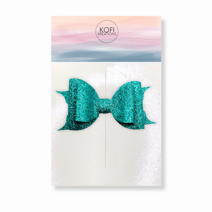 Turquoise Glitter Hair Bow