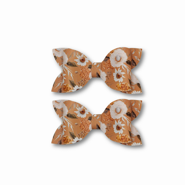 Luna | Spring Flower Faux Leather Hair Bows